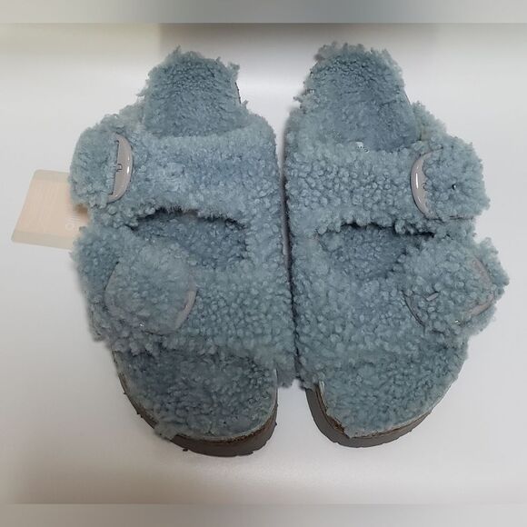 NWT Birkenstock Papillio Arizona Big Buckle Teddy Faded Aqua - Picture 3 of 10